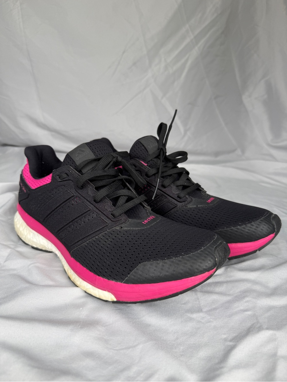 Adidas Supernova Glide Boost Techfit Black Pink Running Shoes 10.5